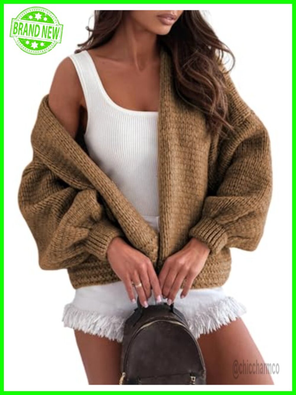 Oversized Open Front Knit Cardigan Long Sleeve Loose Fit Sweater